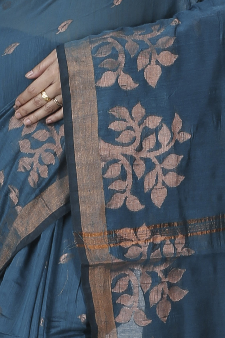 Botel Green Blended Cotton Tina Hand Loom Saree (1216)